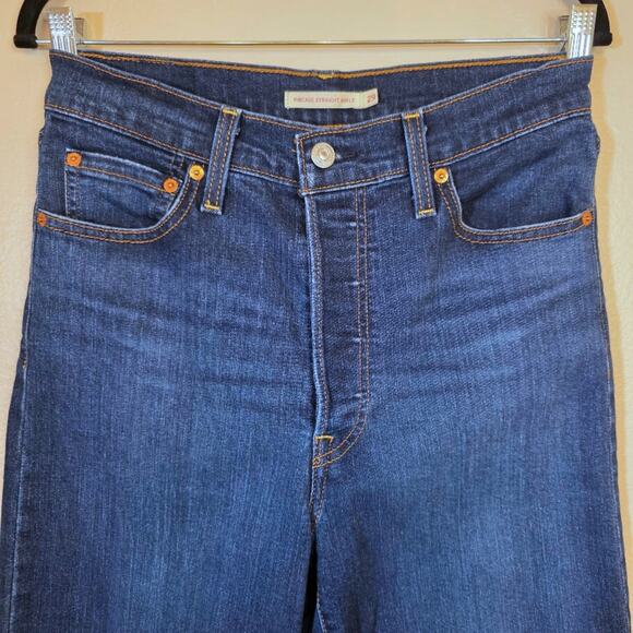 Levi's Ribcage Straight Ankle Jeans W29 L27 High Rise Button Fly Denim - Picture 6 of 9